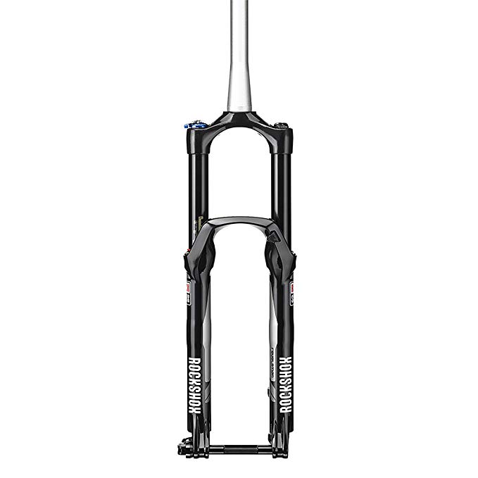 RockShox RCT3 Maxle Lite Tapered Steerer Xloc Crown Adjust Dual Position 150mm Air Fork, Black, 26-Inch