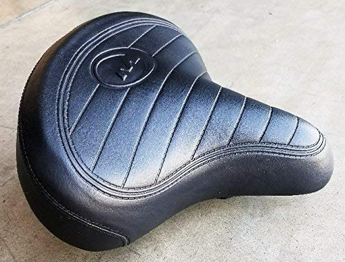 Micargi M Saddle Seat - Black with Black Springs and Black Stiching, Classic Style Seat for Beach Cruiser Bikes, Twin-spring suspenion