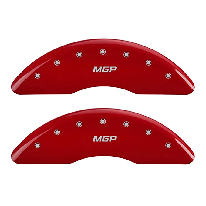 MGP Caliper Covers 15189SMGPRD 'MGP' Engraved Caliper Cover with Red Powder Coat Finish and Silver Characters, (Set of 4)