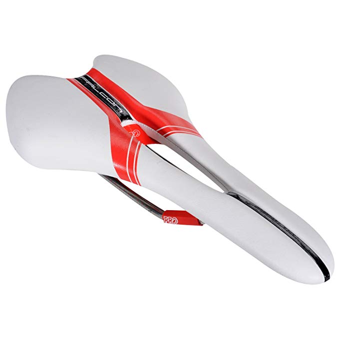 PRO Falcon Flow 142mm Ti Rail Saddle - WHITE/RED