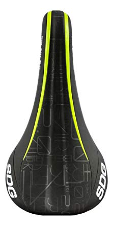 SDG Bel-Air 2.0 Saddle: Ti-Alloy Rails, Black Microfiber Top, Lime Green Graphics, Painted Rails